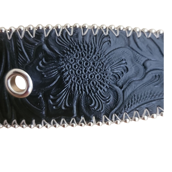 Kathy Van Zeeland Black Western Rhinestone Belt Small - Picture 5 of 12